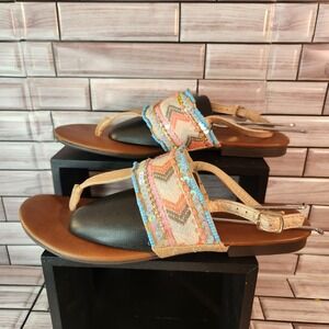 Maurices Sandals Women Sz 10  Raleigh Sequin Embellished Beaded Boho Thong